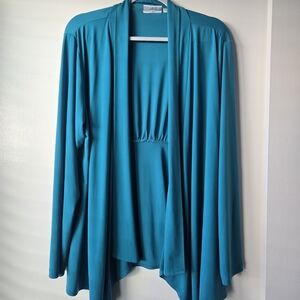 Susan Graver Teal Cardigan Size X Large